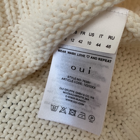 ❤️❤️❤️Oui,  Knitted Cream with colorful sleeves short cardigan size 10 US❤️❤️❤️ - Picture 7 of 10